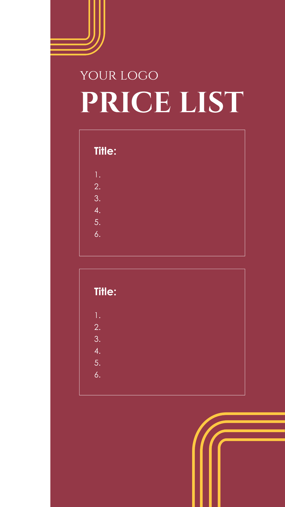 Free Price List Templates To Edit Online amp Print