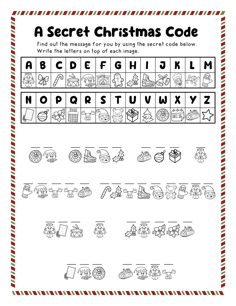 Free Printable Christmas Secret Codes For Kids In The Playroom