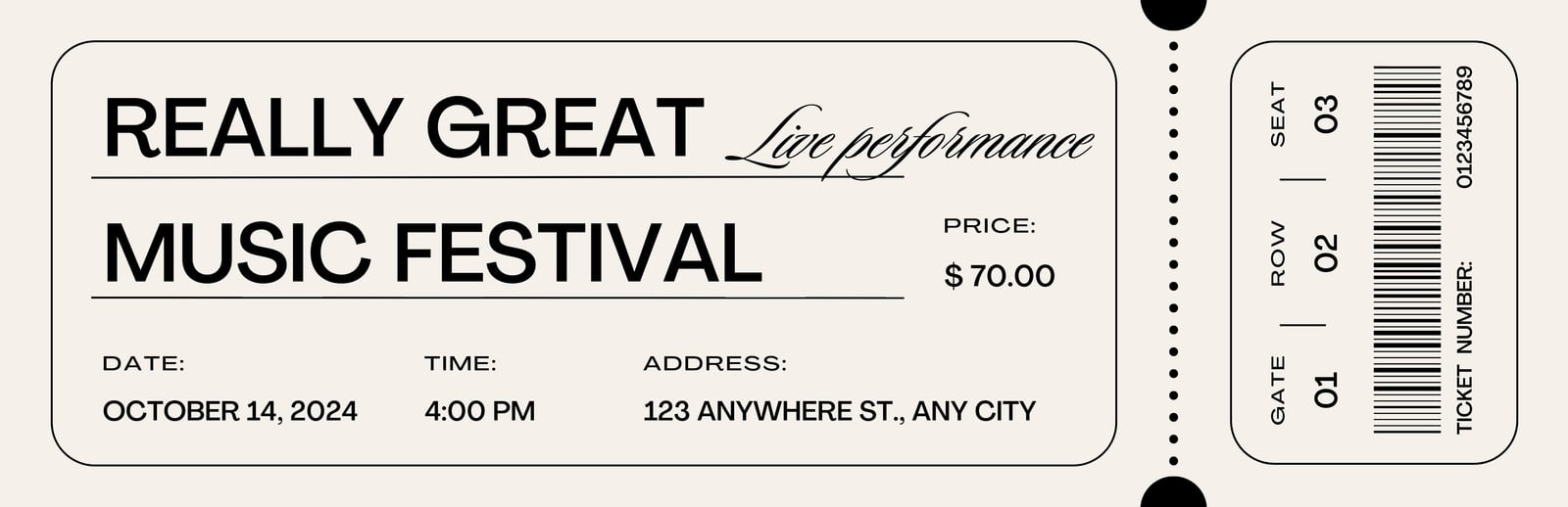 Printable Admission Ticket Template