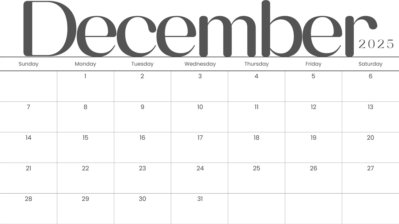December Planner 2025 Calendar Printable