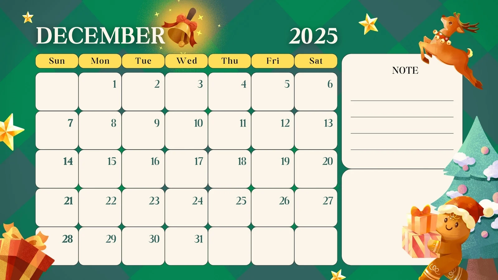December 2025 Printable Calendar Kids