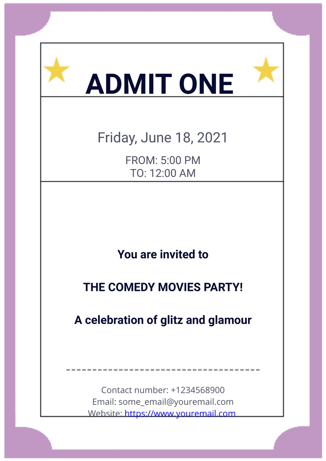 Free Printable Event Ticket Template To Customize Worksheets Library