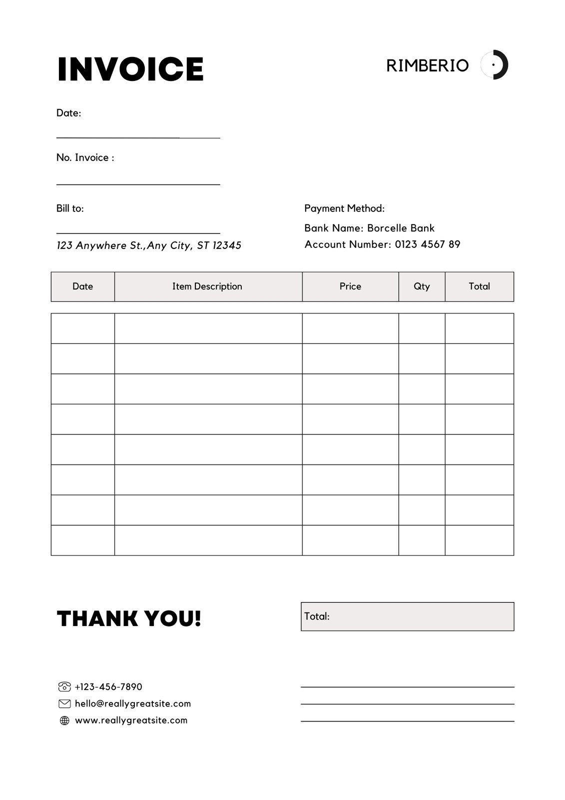 Invoice Template Free Printable