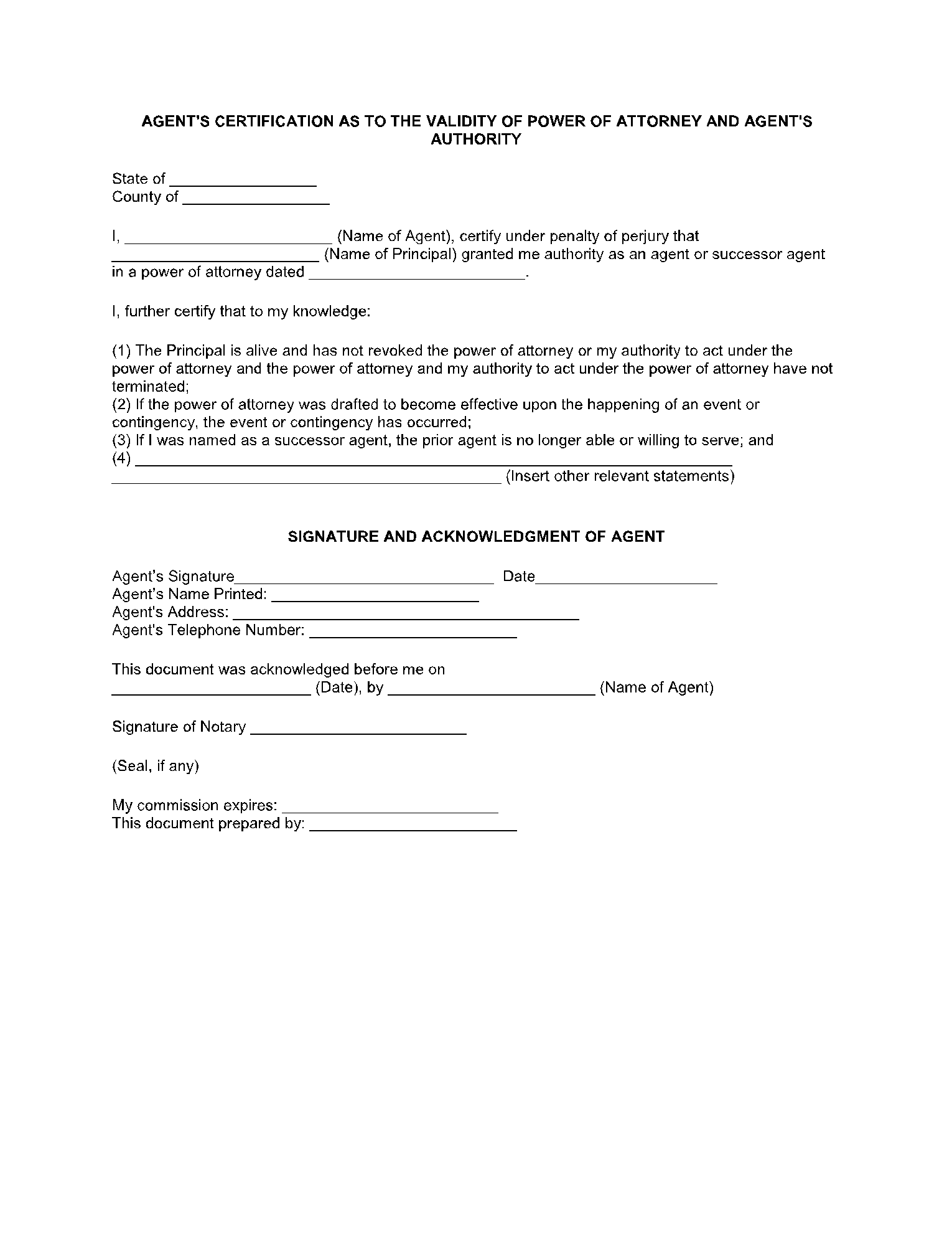 Durable Power Of Attorney Forms Printable Tn