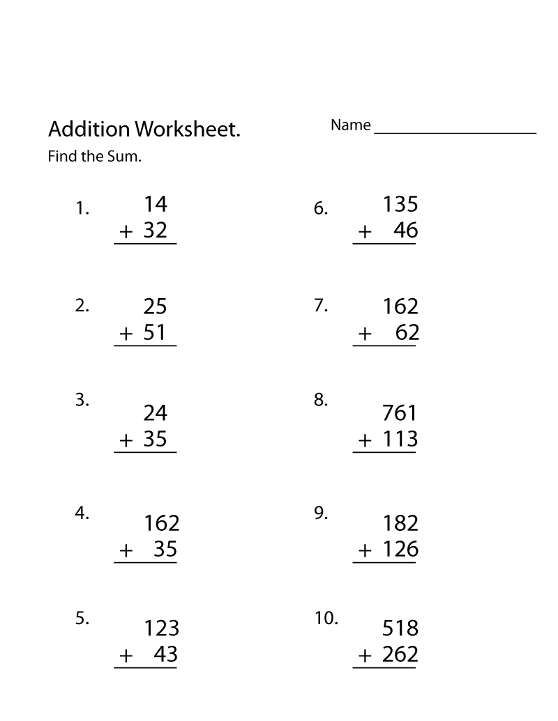 3rd Grade Math Addition Worksheets Printable