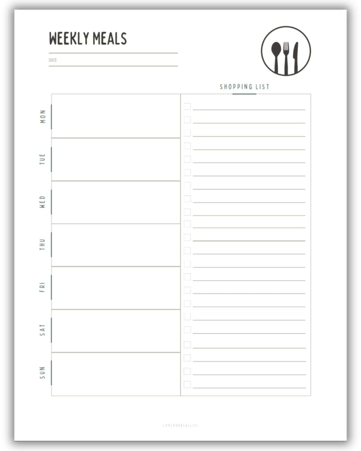 Printable Meal Plan Template