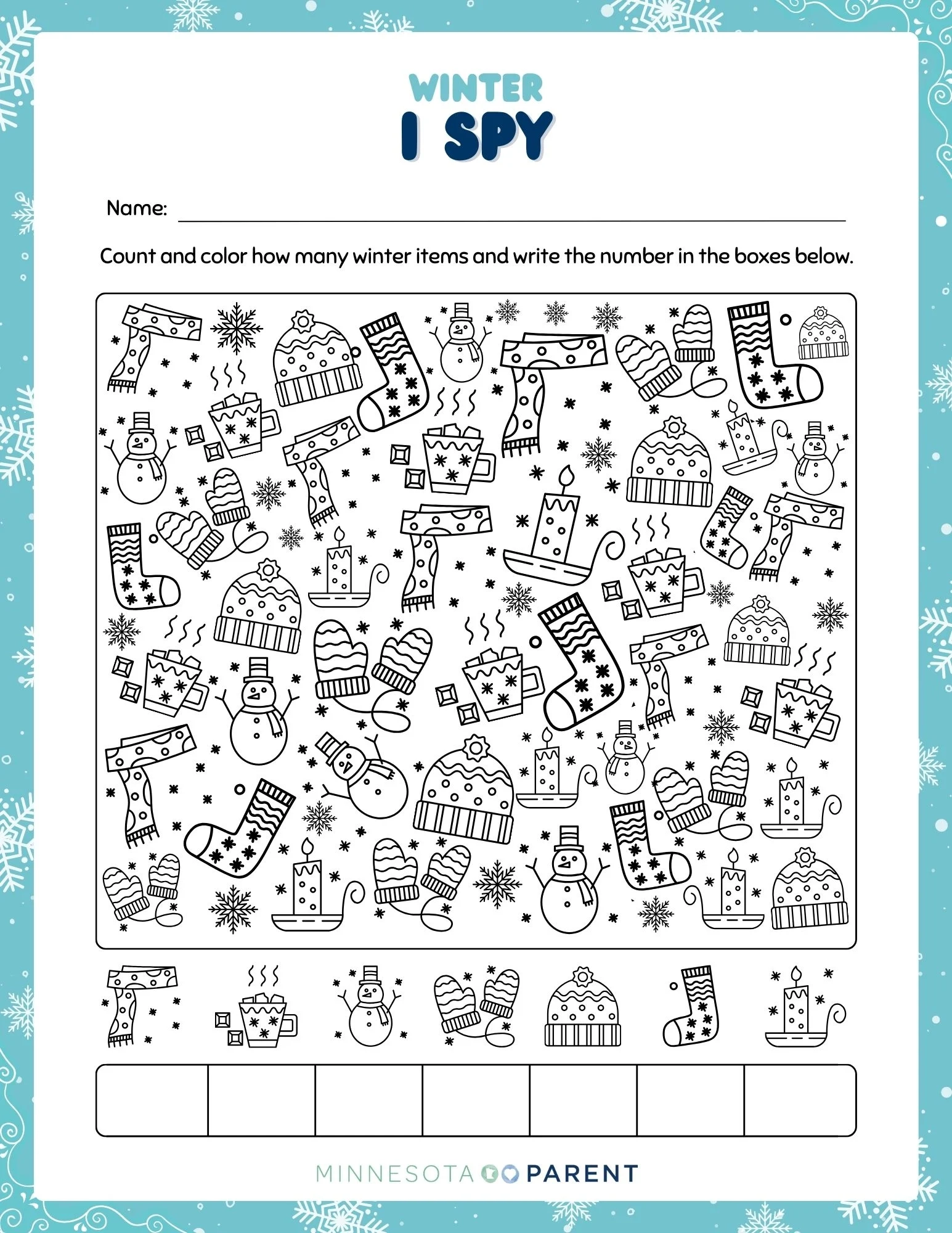 Winter Activities Printable Worksheets