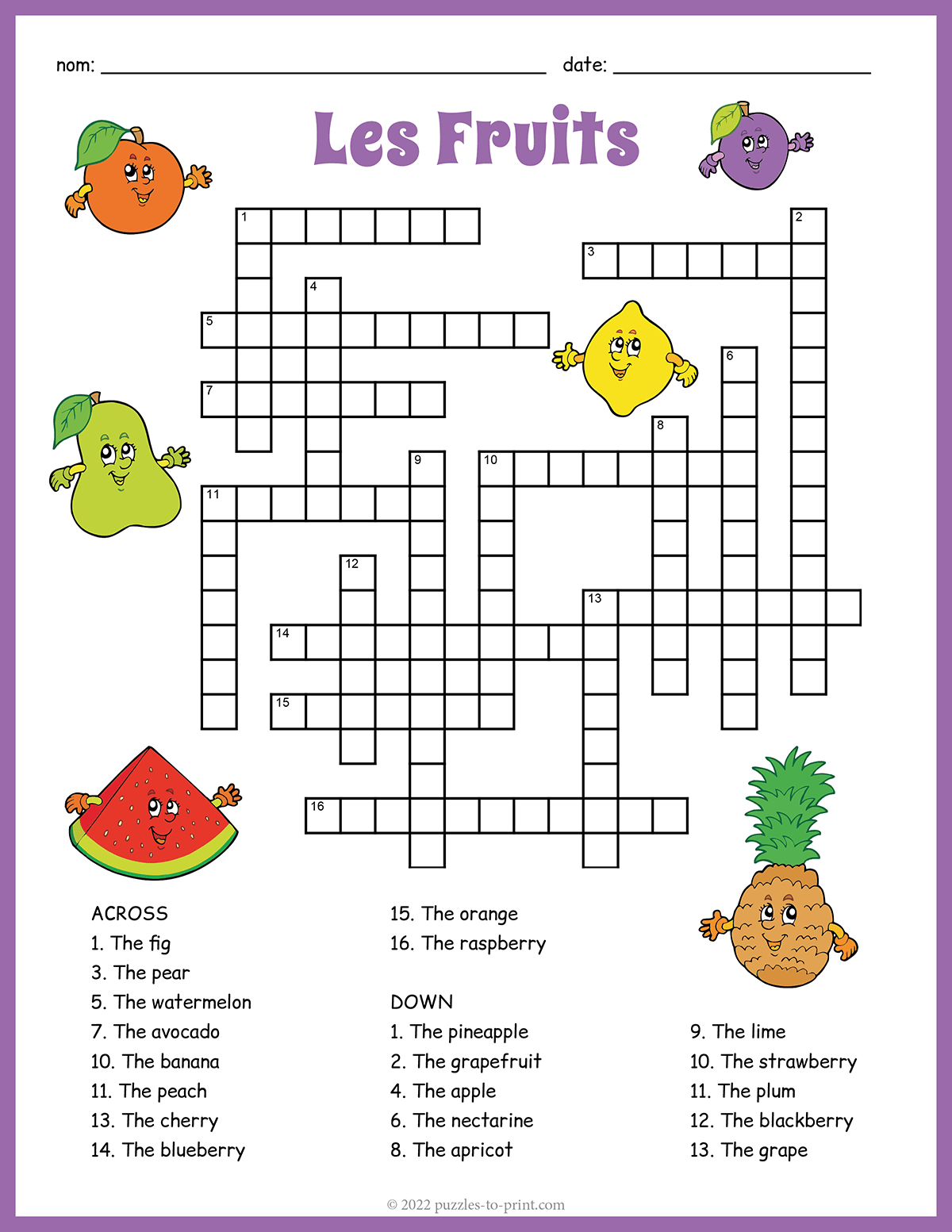 French Crossword Puzzles Printable
