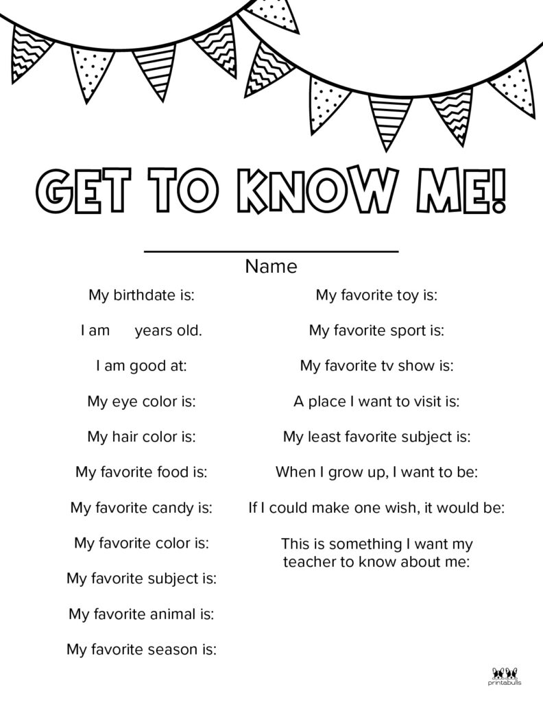 Free Printable Get To Know Me Sheet
