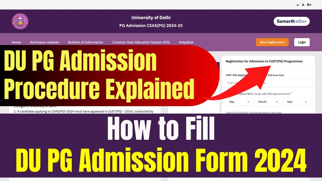 how to fill du pg admission form 2024 du csas pg portal du pg admission procedure explained