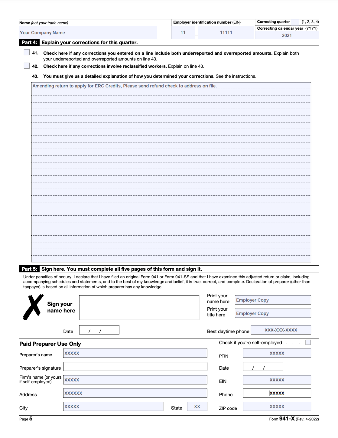 941 X Form 2023 Fillable