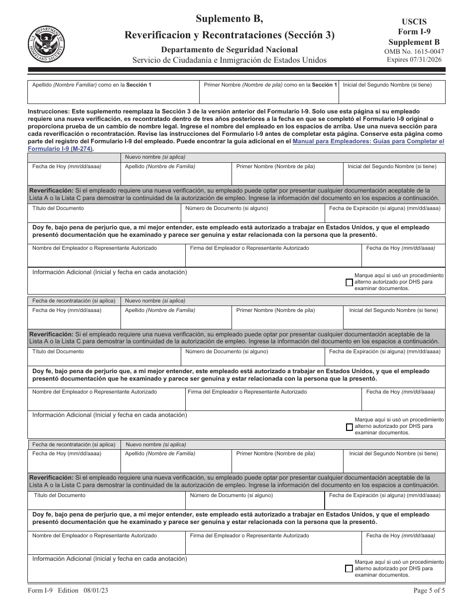 I9 Spanish Form Printable