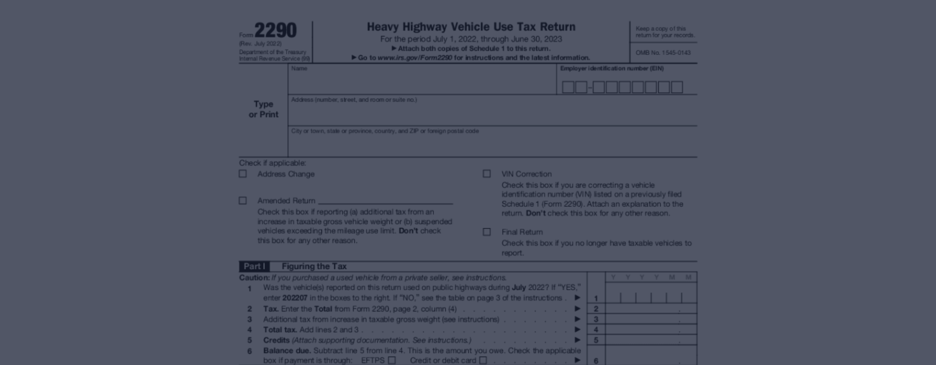 Irs Form 2290 Printable 2022 To 2023