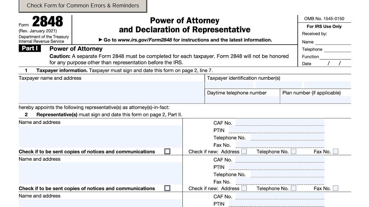 Irs Form Poa