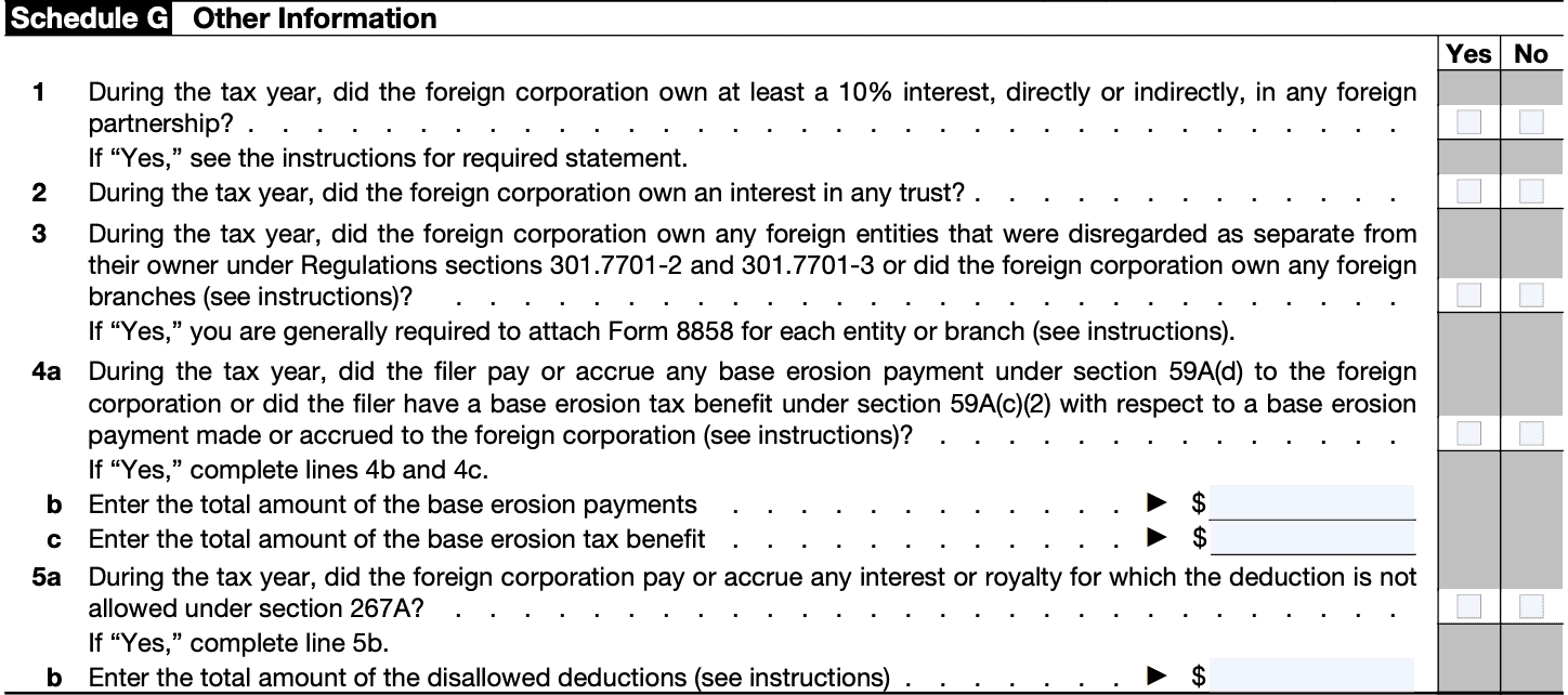 Irs Form 5471 Schedule G