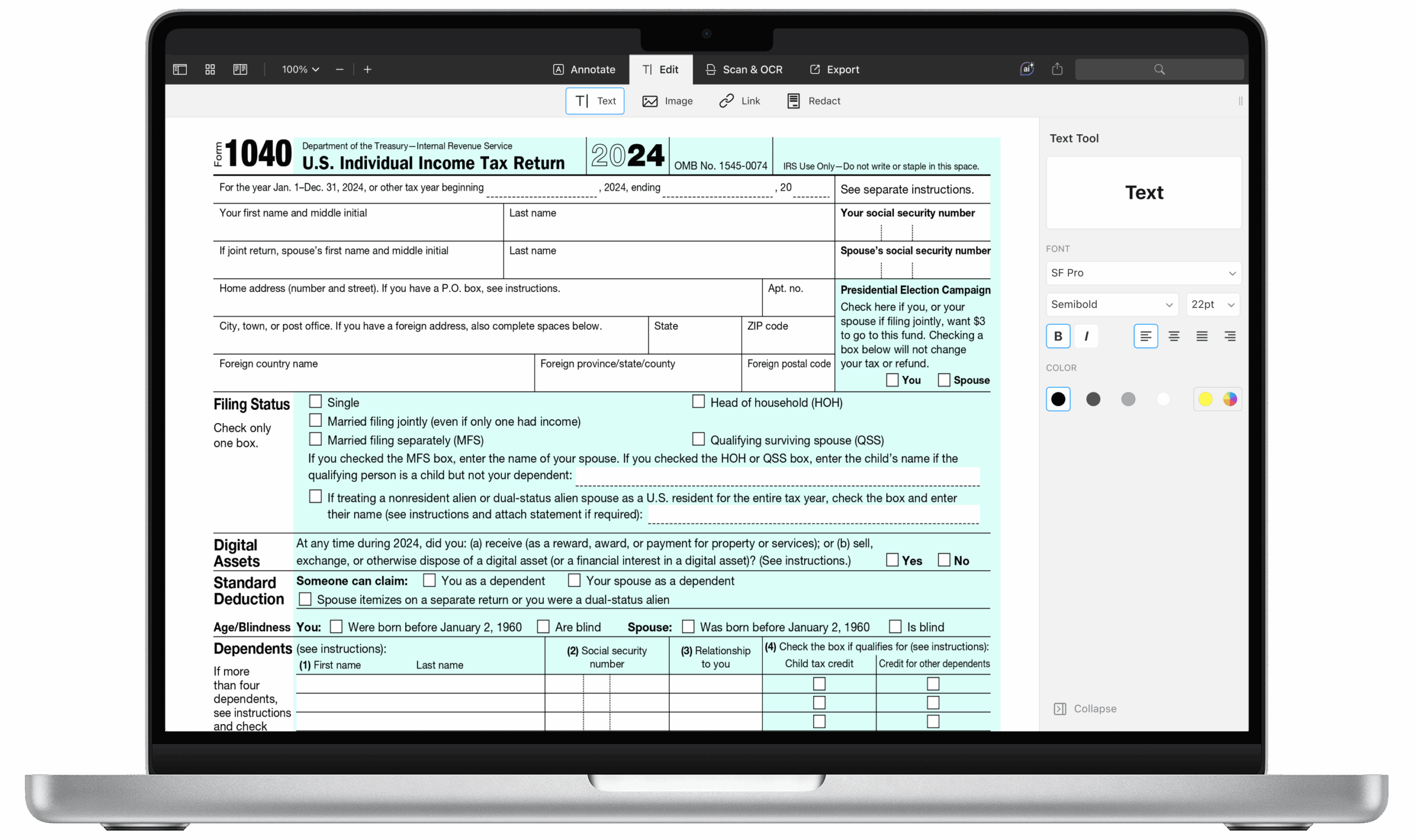 Irs 1040 Estimated Tax Form 2025
