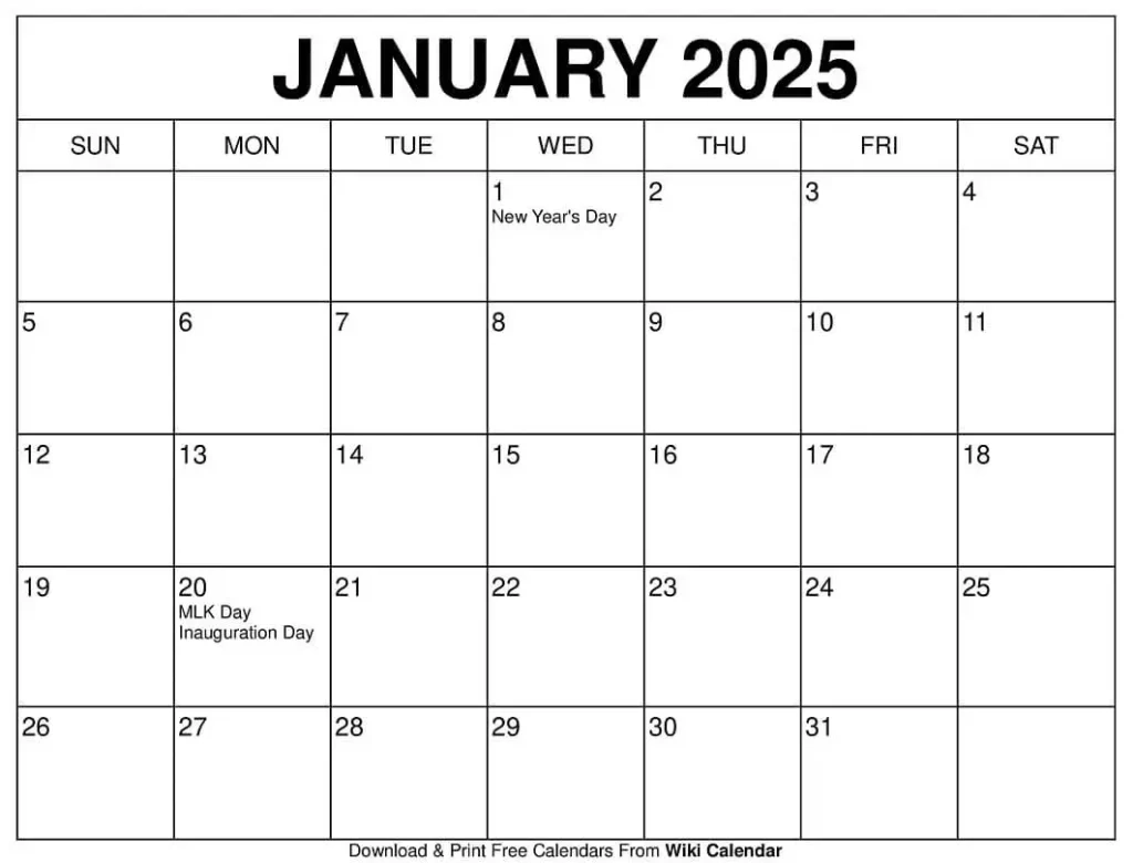 Free Printable Calendars January Through December