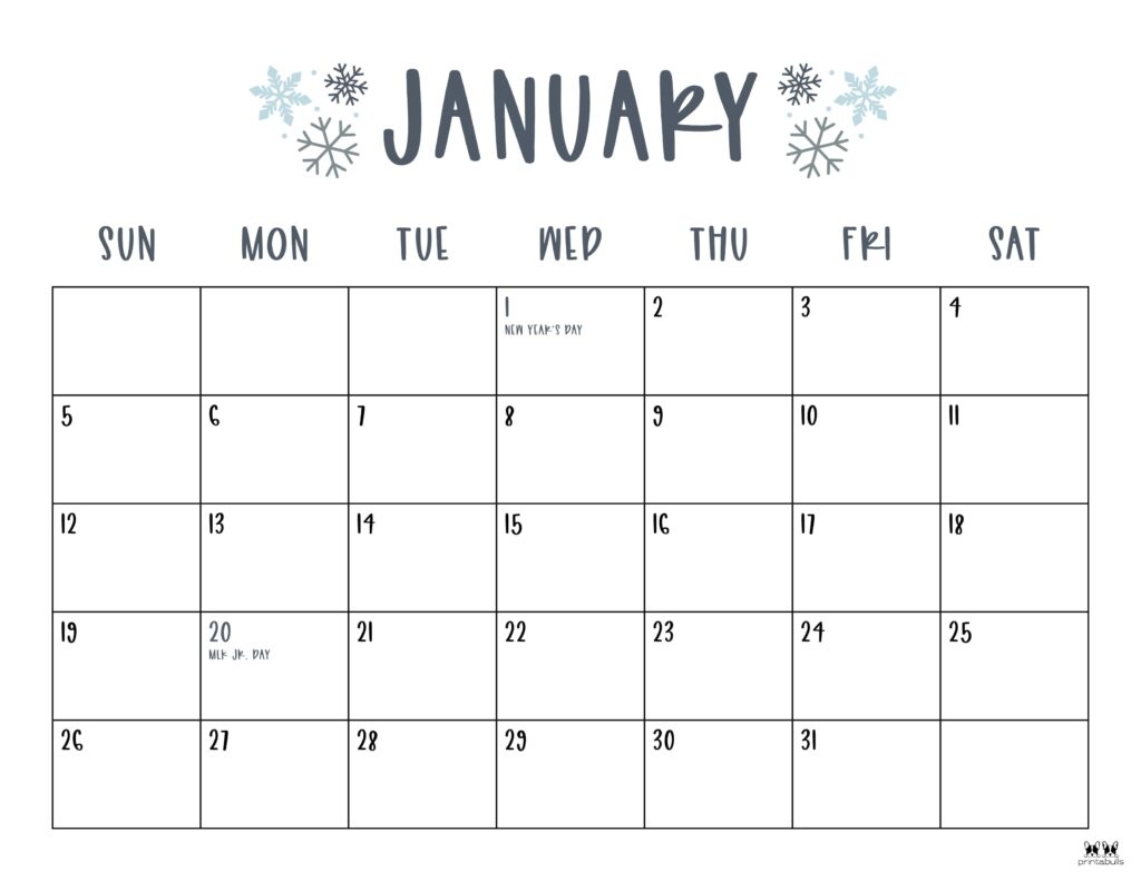 Blank 2025 Monthly Calendar To Print Free