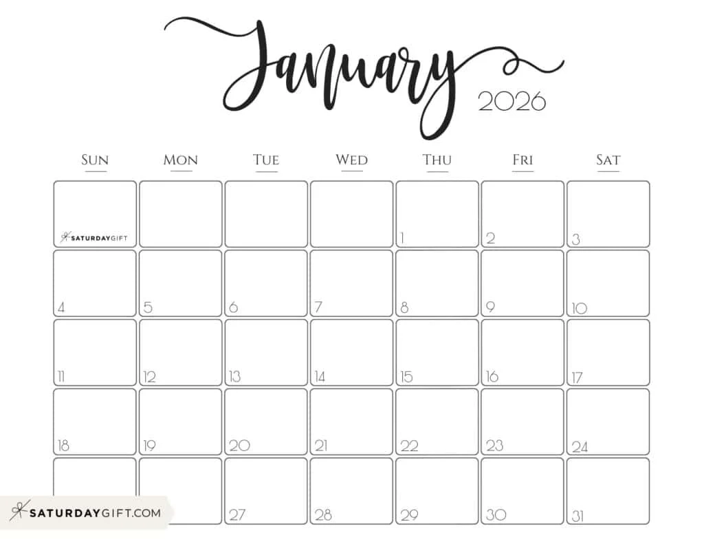 Free Blank Calendar 2026 Printable