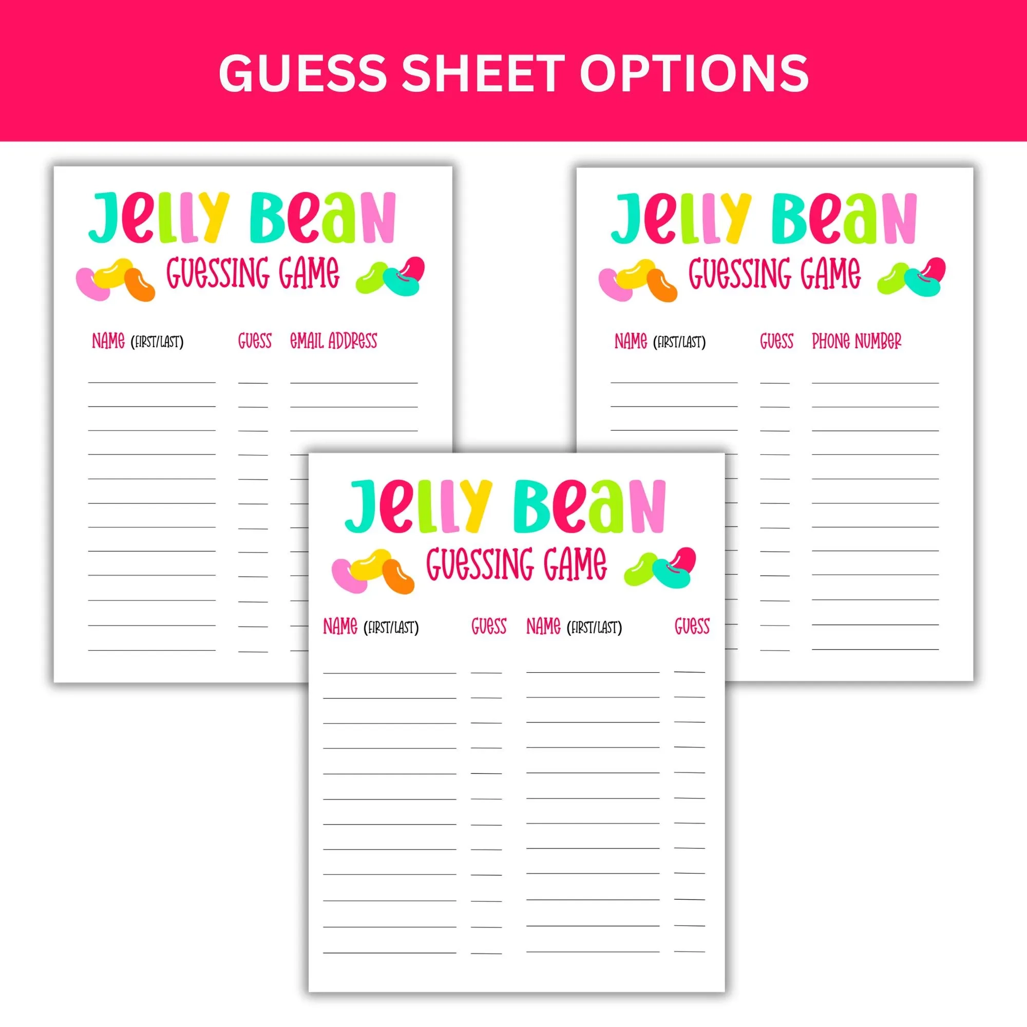 Jelly Bean Guessing Game Printable Easter Baby Shower Classroom 