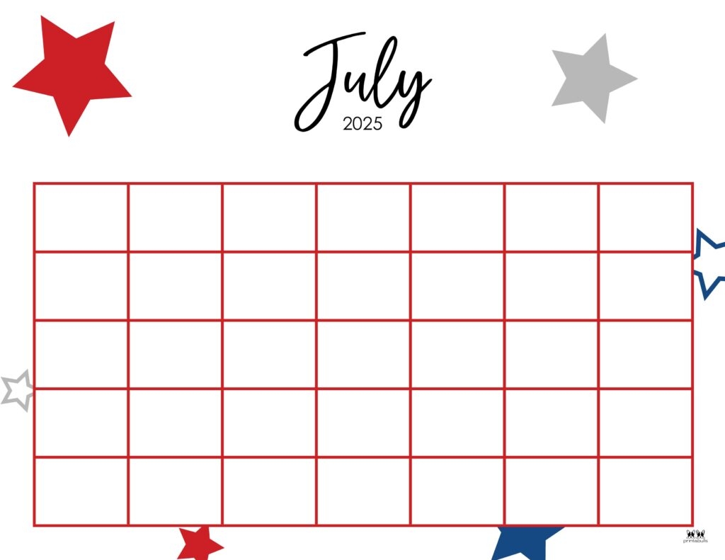 Blank Printable July Calendar
