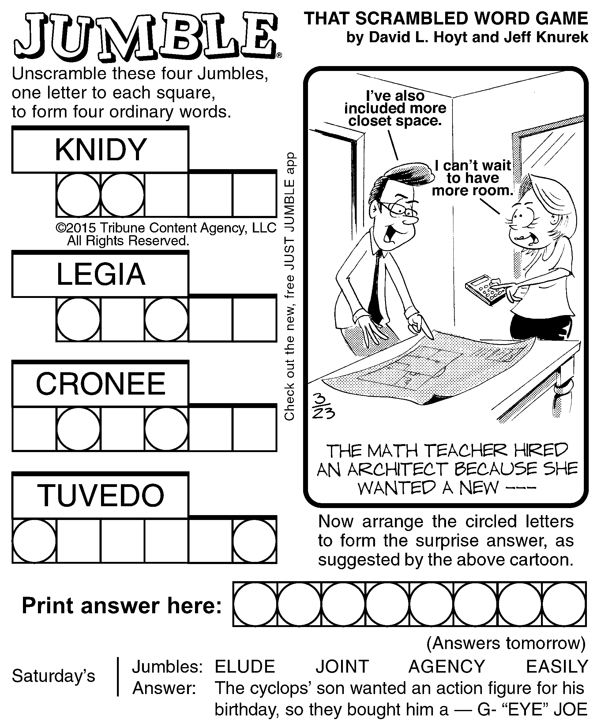 Printable Jumble Puzzle For Today