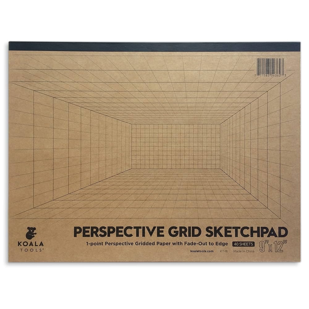 Koala Tools Room Grid 1 Point Large Sketch Pad 9 X 12 Inches 40 Pages Perspective Grid Graph Paper For Interior Room Design Industry 