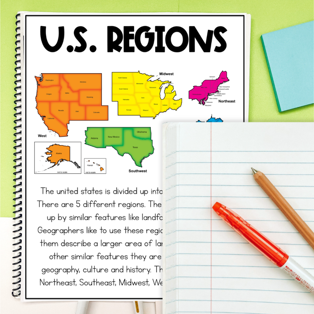 United States Regions Map Printable For Kids