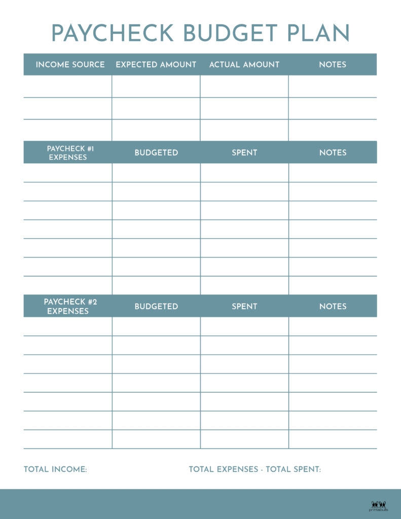 Free Printable Budget By Paycheck Worksheets