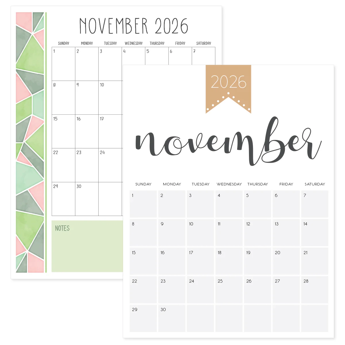 Printable Calendar November 2026 Cute