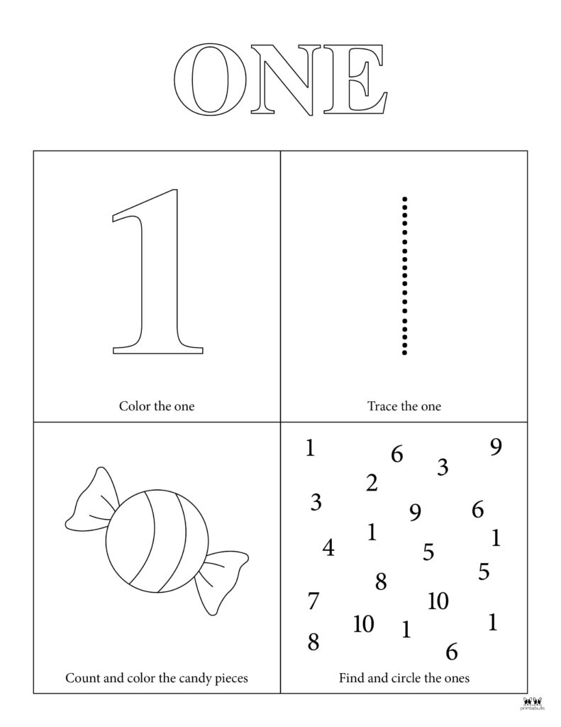 Printable Number 1 Worksheets