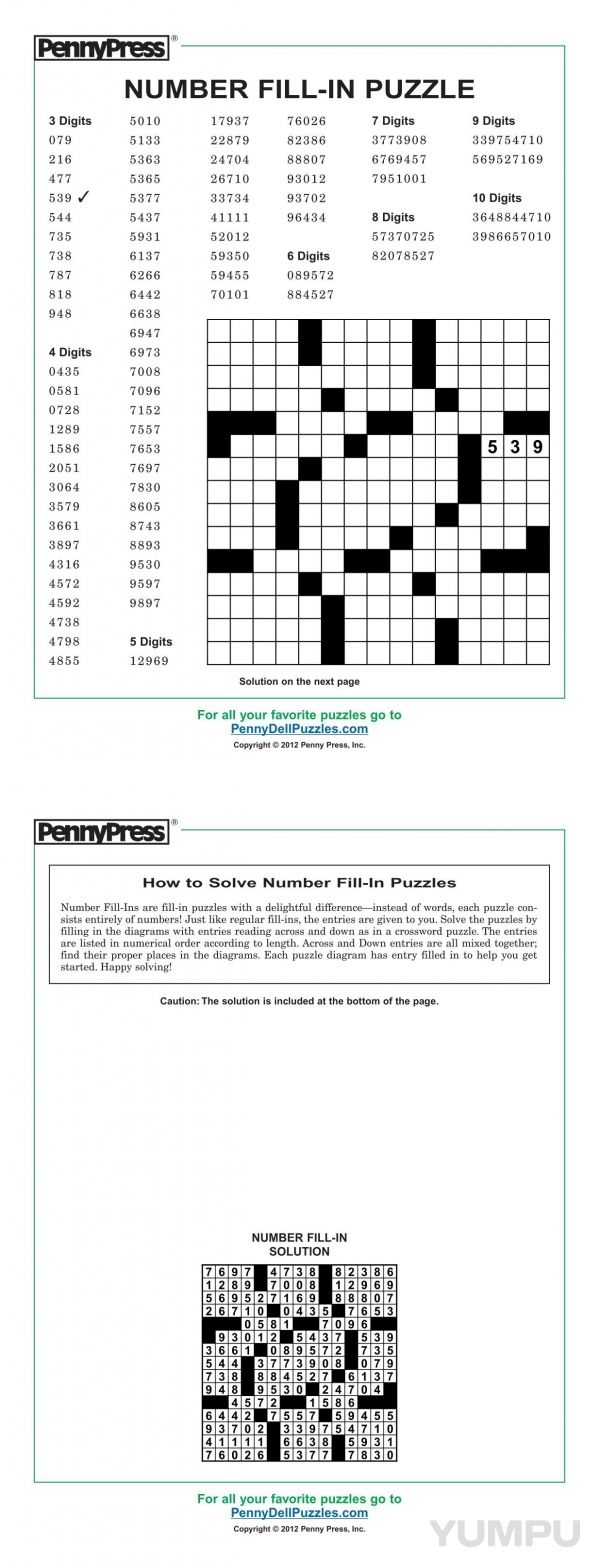 Printable Penny Dell Crossword Puzzles