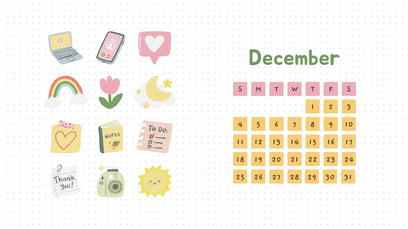 Classroom Printables December Calendar