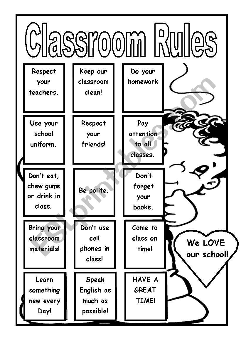 Free Printable Classroom Rules Worksheets