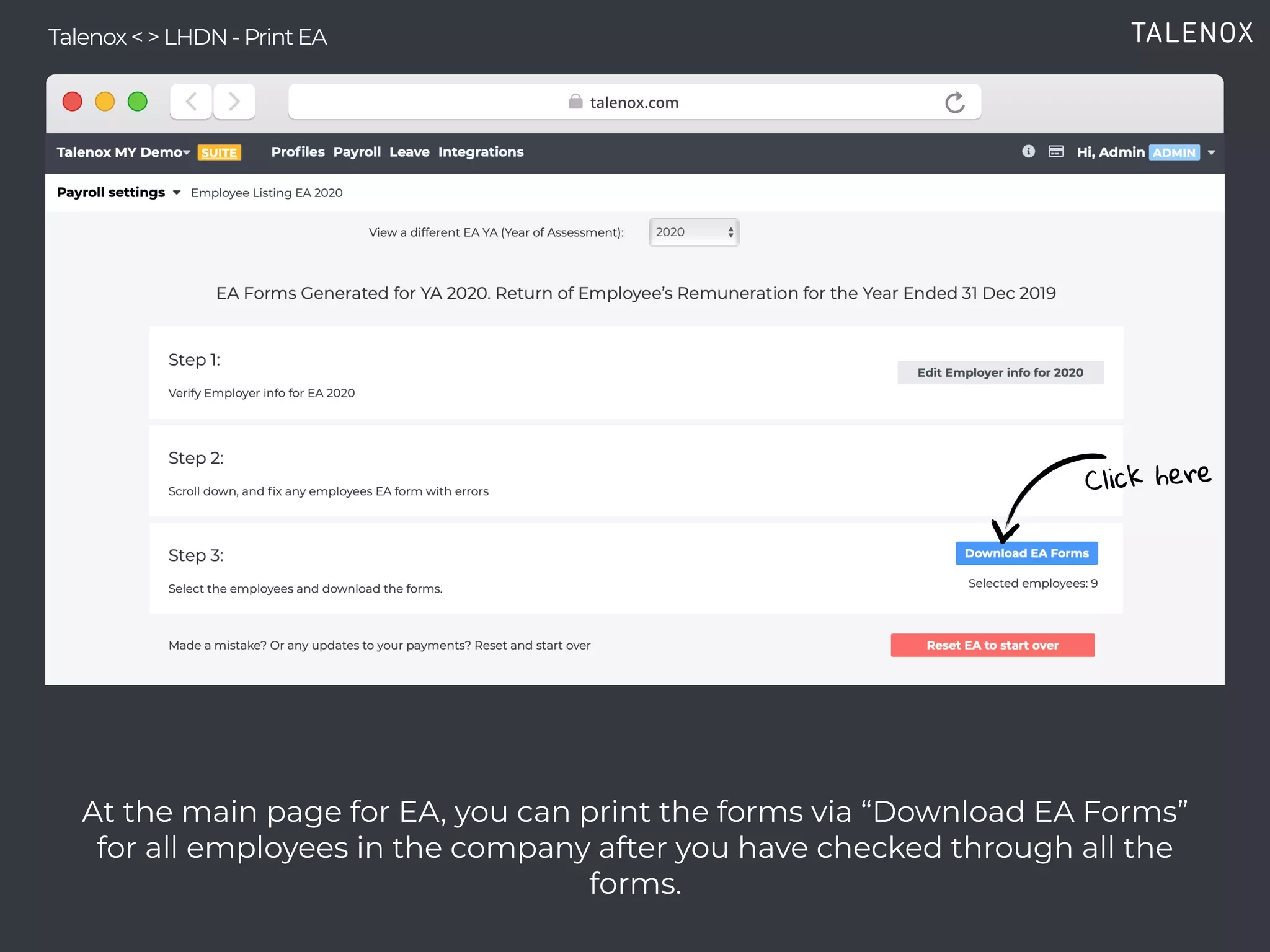 Print Form EA From Talenox PDF