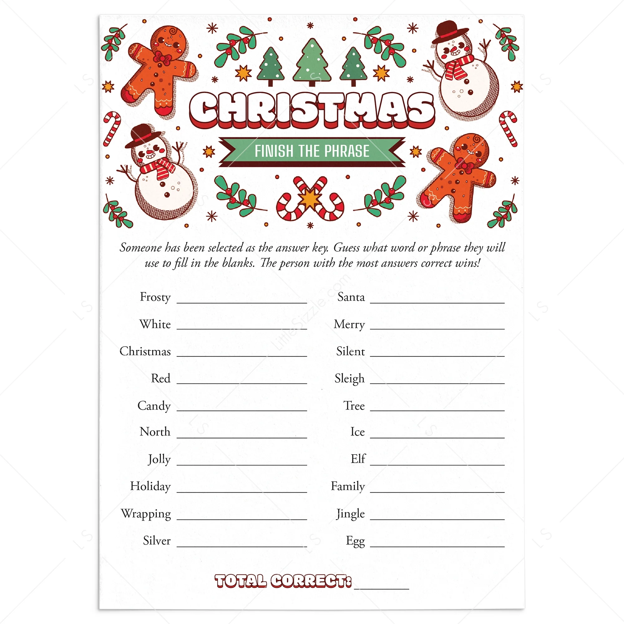 Christmas Free Printable Games