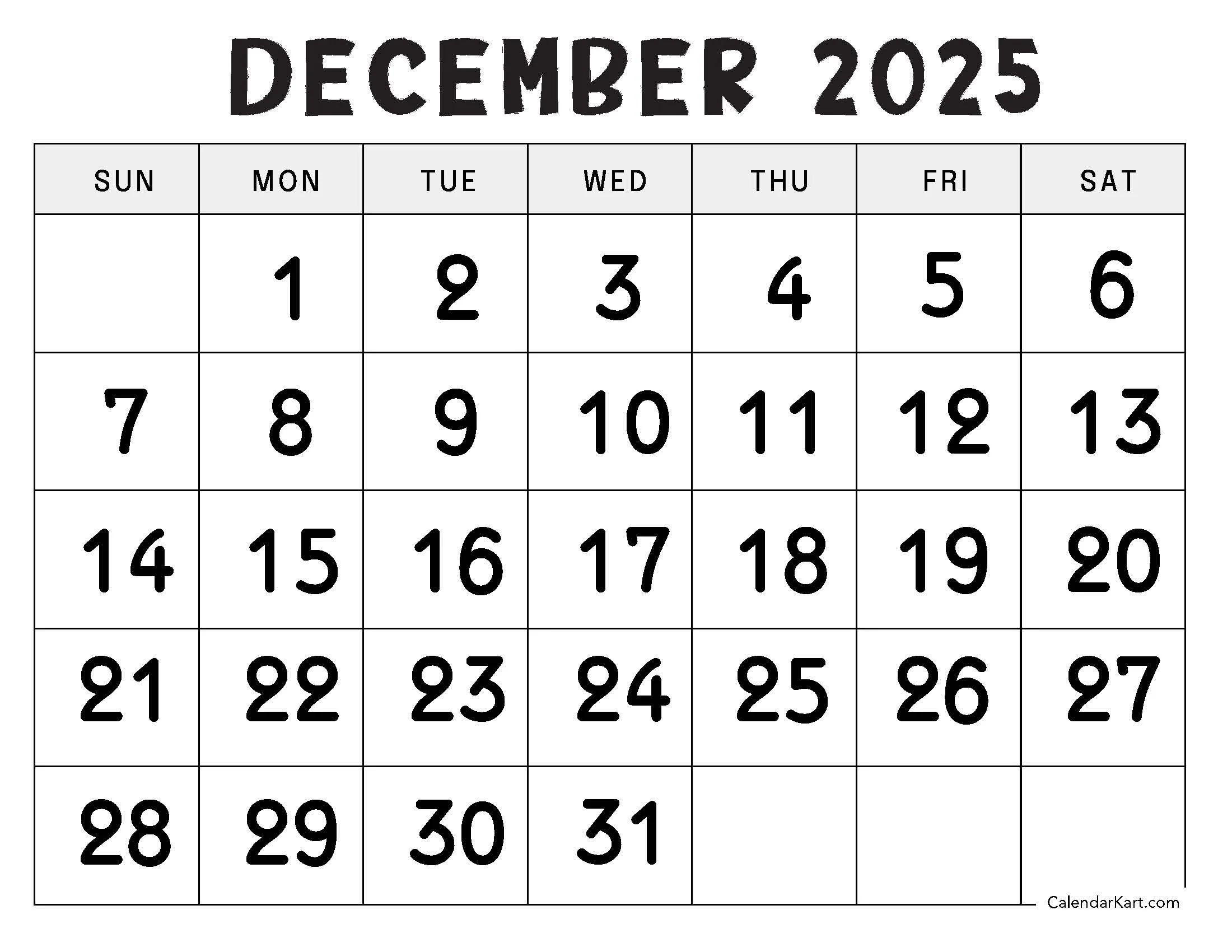 December Calendar Printable Calendar Zoom