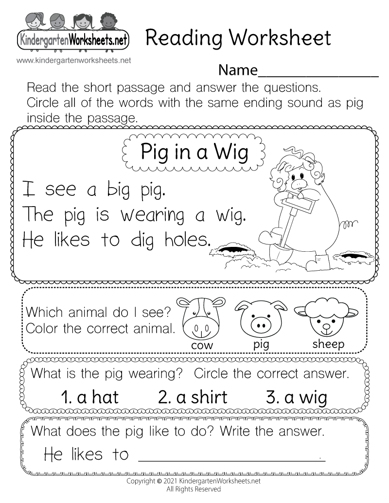 Kids Printable Worksheets Kindergarten