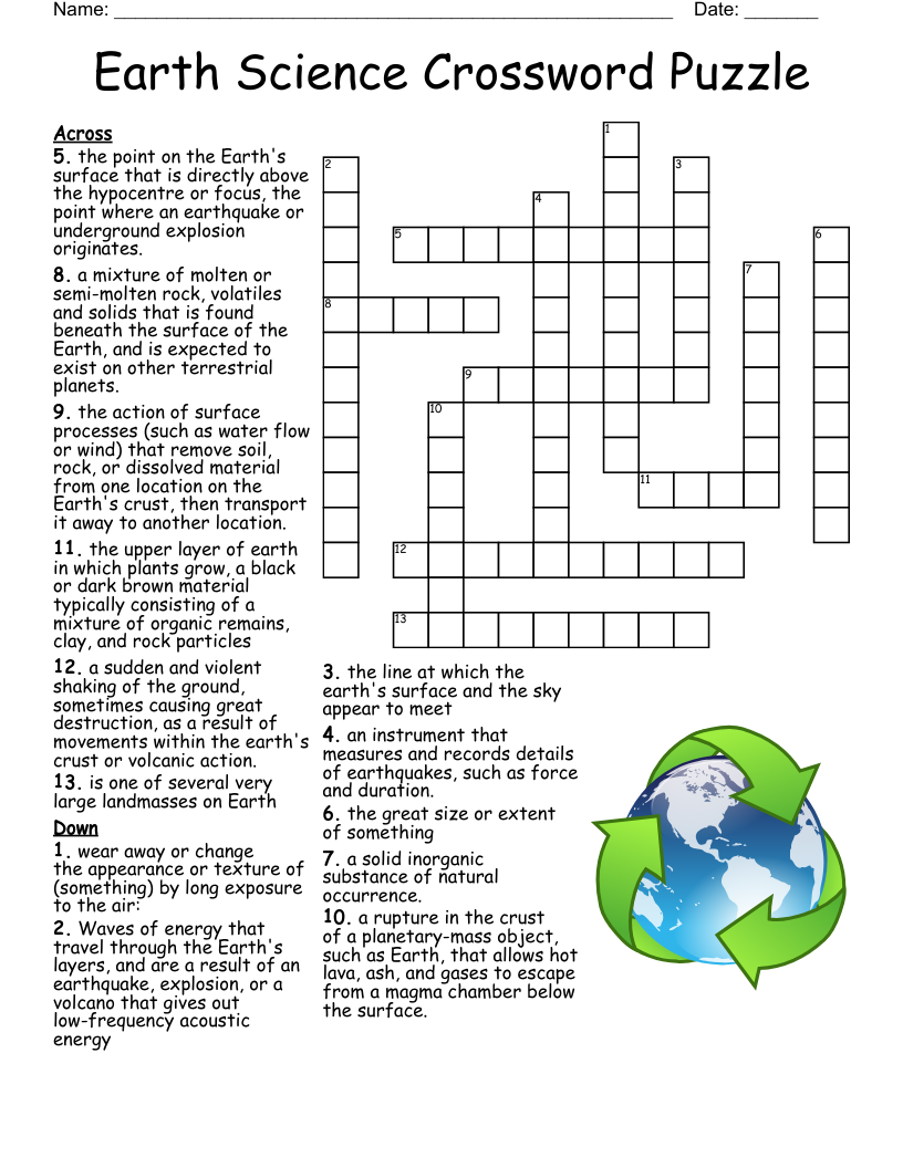 Science Crossword Puzzles Printable Free