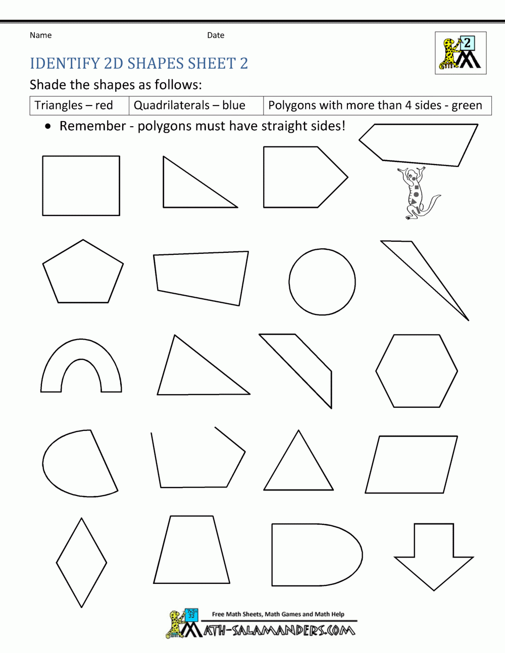 2nd Grade Math Worksheets Printable Geometry