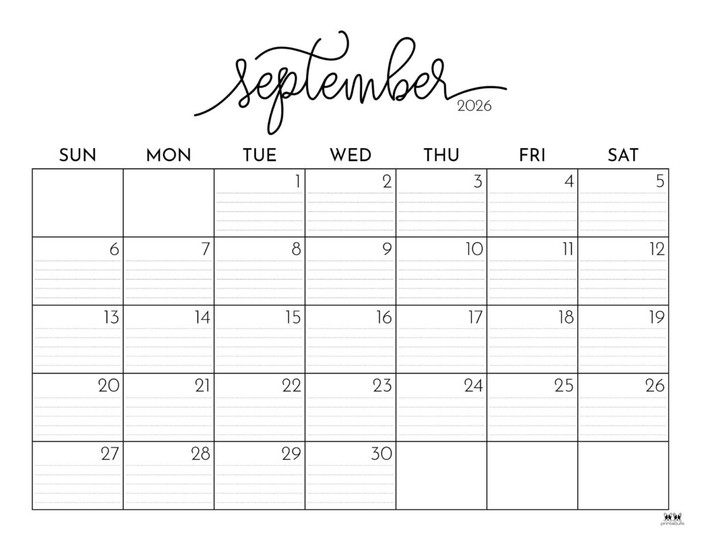 September 2026 Calendar Printable Free