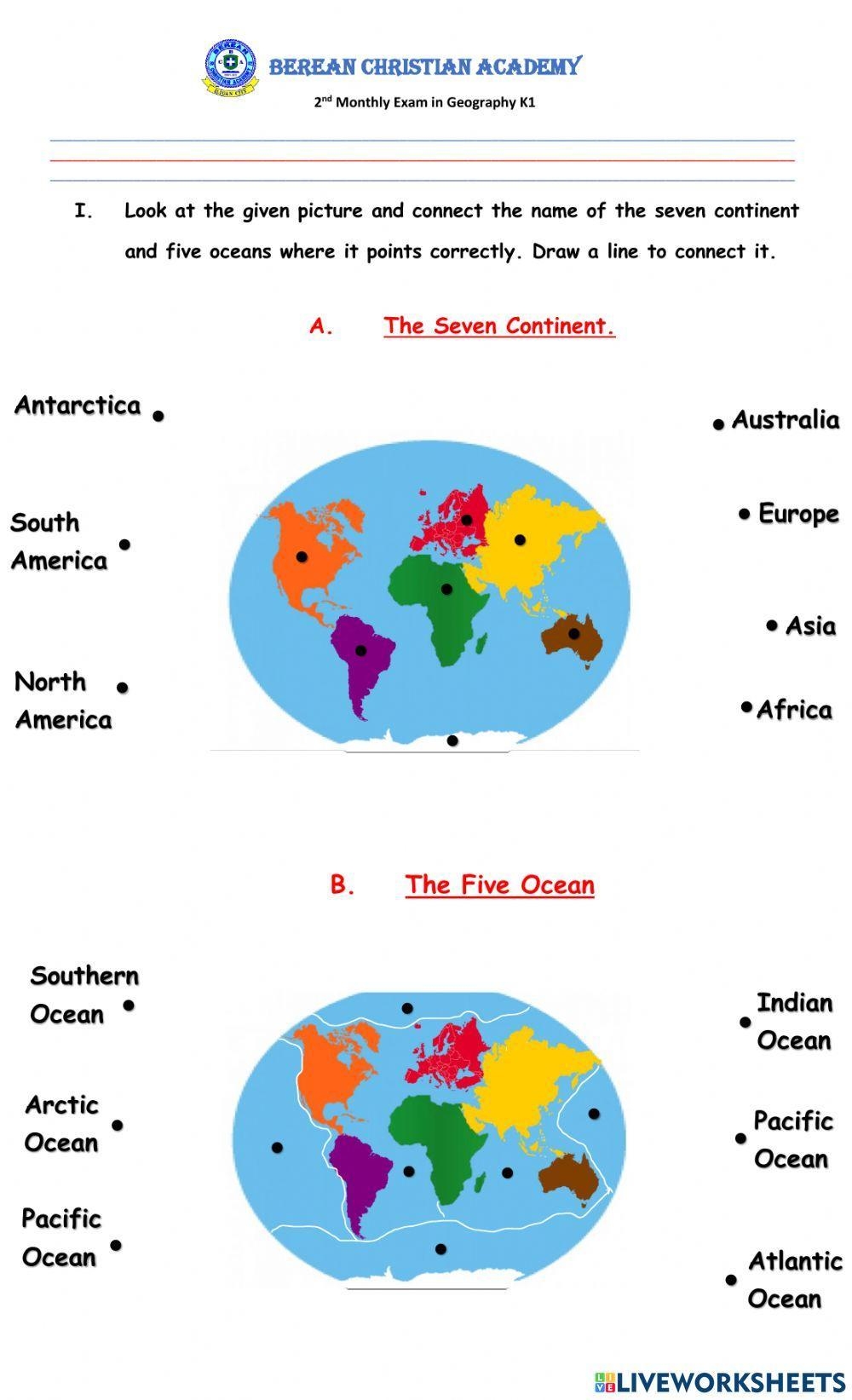 The Seven Continents Worksheets Printable