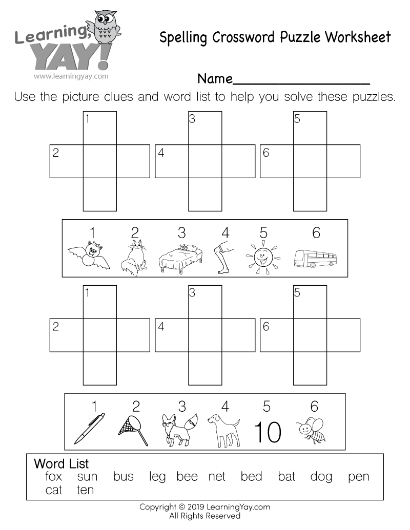 Printable Crossword Puzzles To Learn English