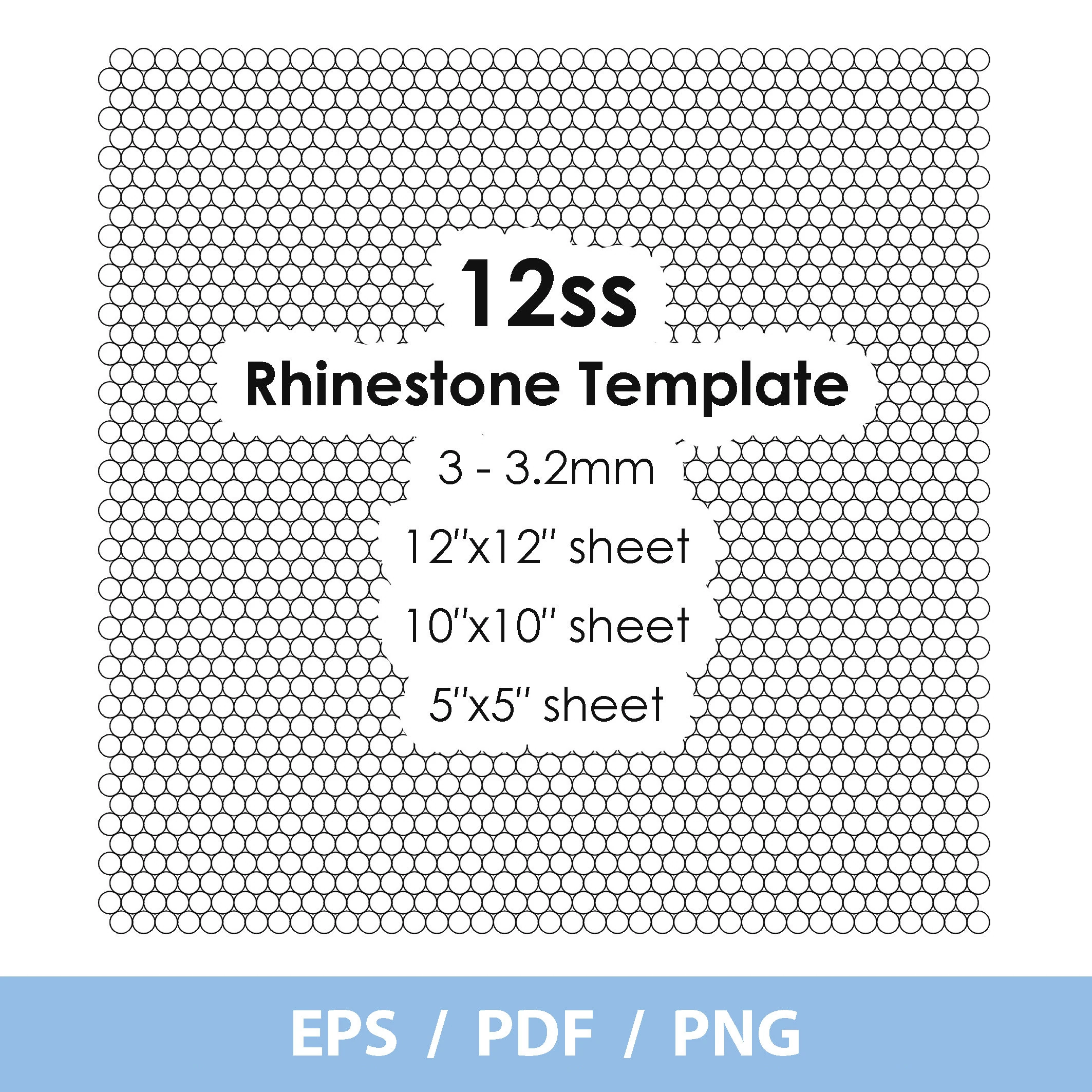 SS12 Rhinestone Sheet Template 12 Ss 3 3 2 Mm 12x12 Sheet 