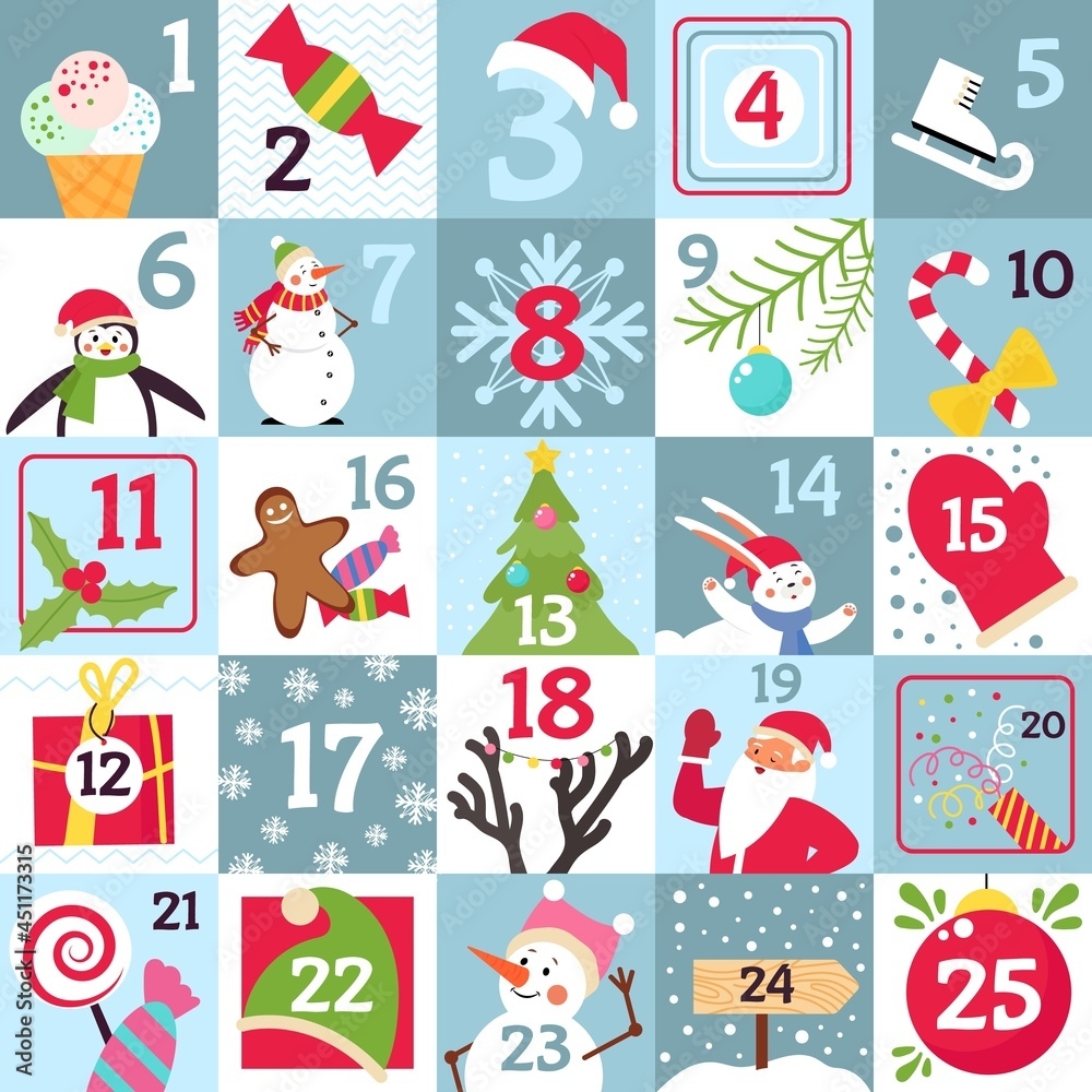 Stock Vektorgrafik Advent Calendar Printable Christmas Gift 