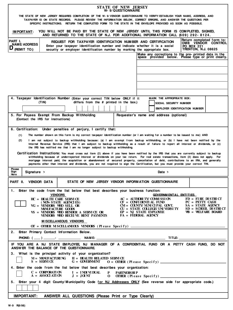 W9 Form Kentucky