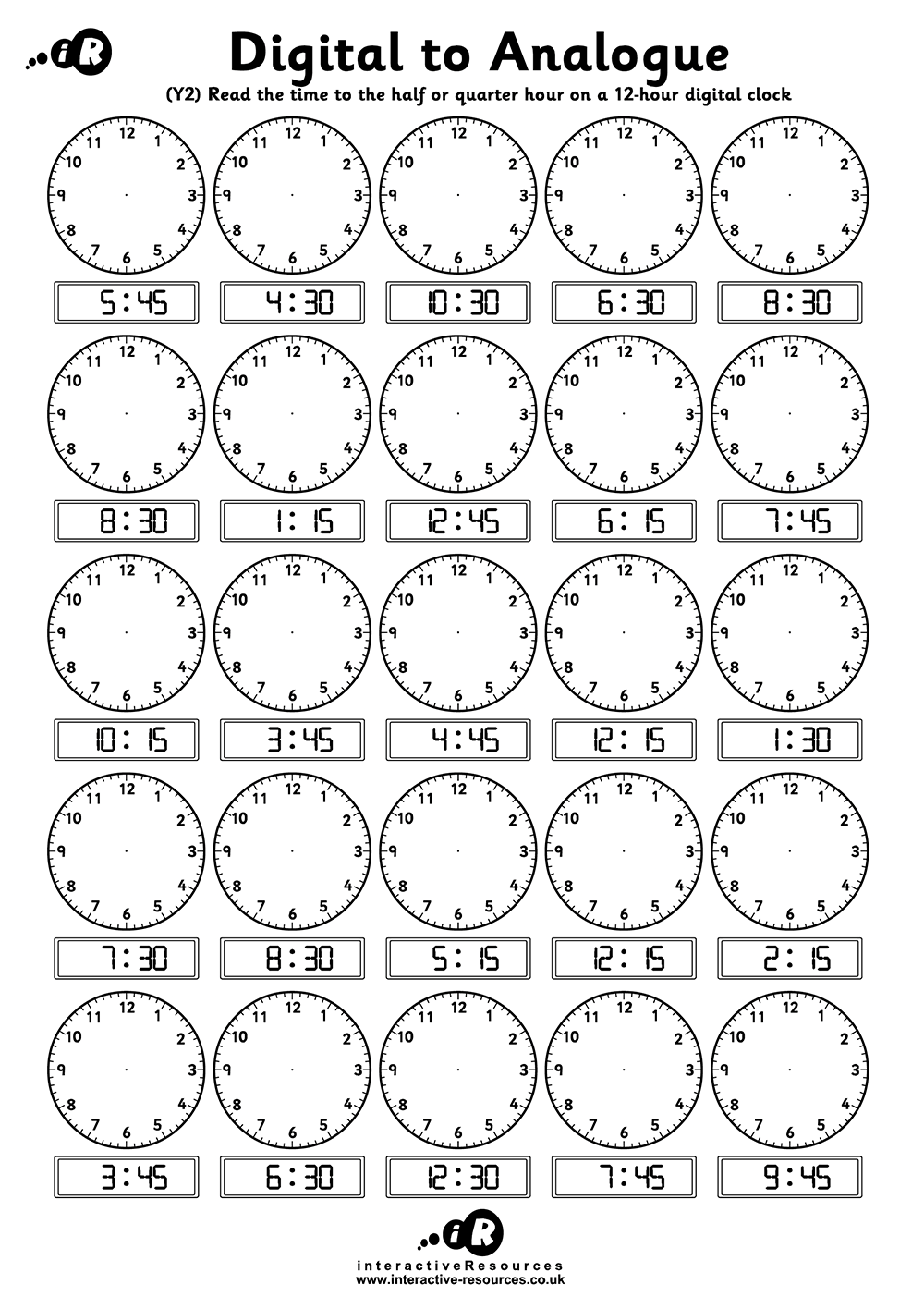 Free Printable Learn To Tell Time Worksheets