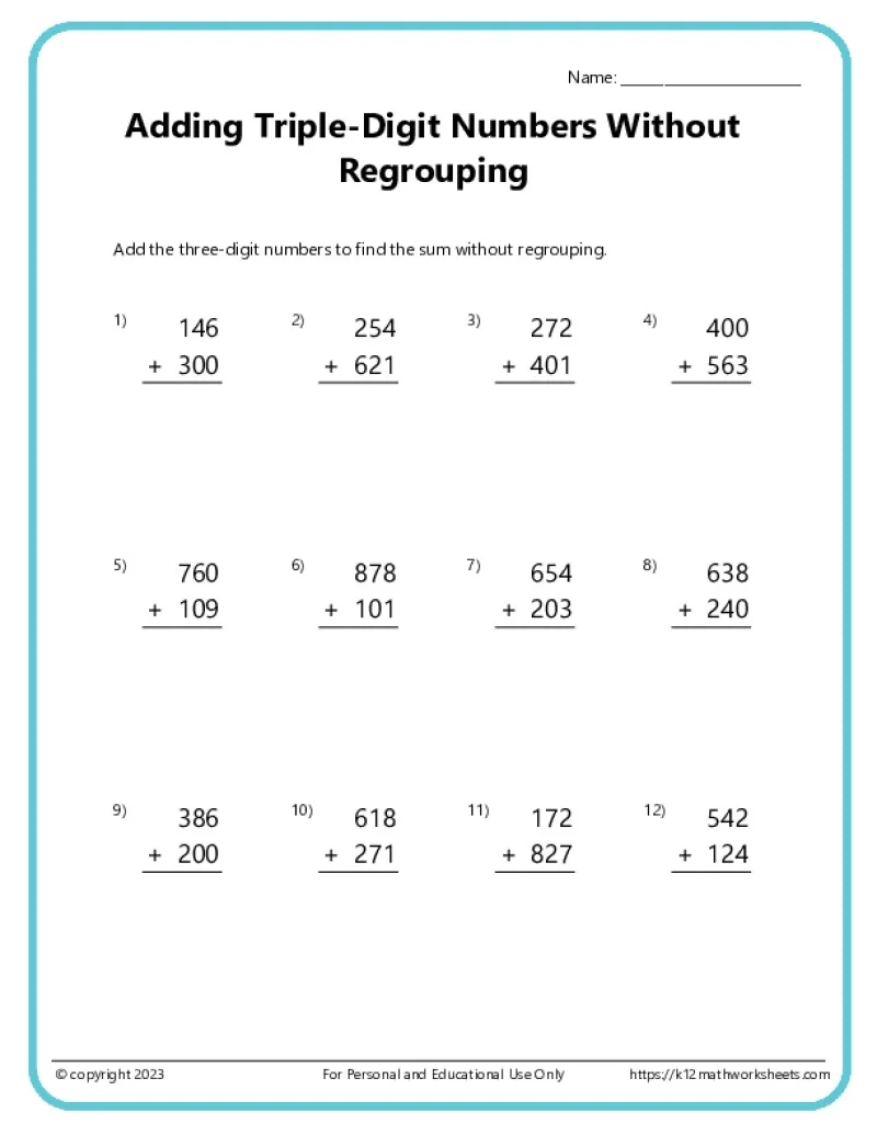 Printable Addition Worksheets