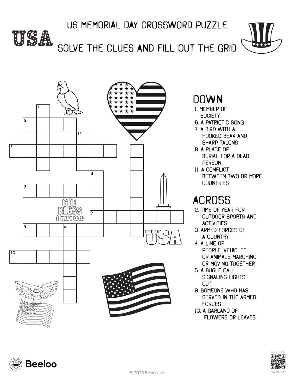 Free Printable Crossword Puzzles Usa Culture