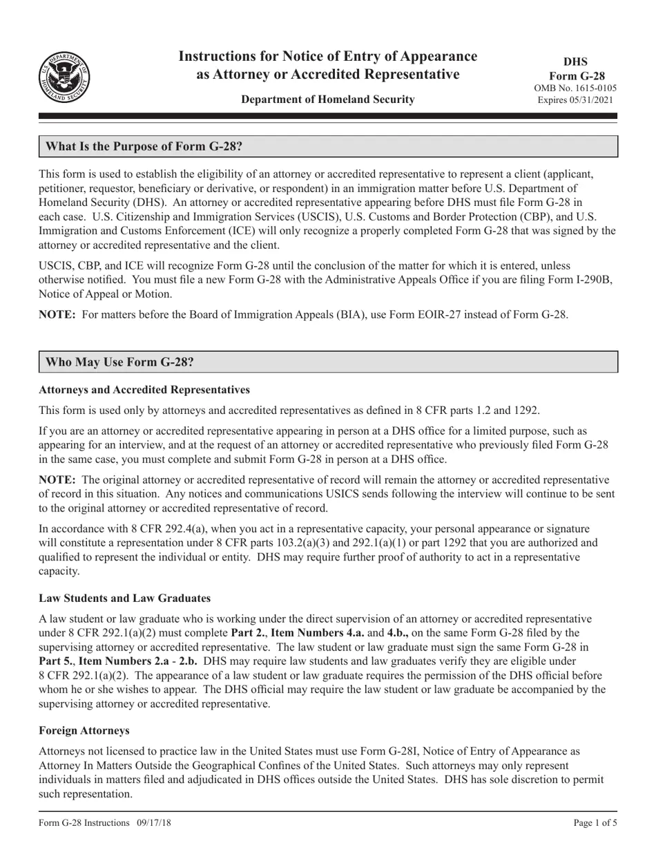 G 28 Form Download